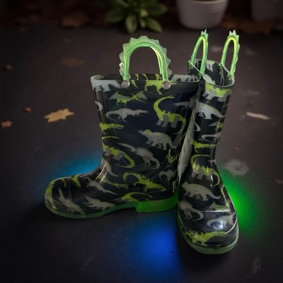 WESTERN CHEIF Toddler Wade Dinosaur Lighted Black Boots Size 10 - Picture 1 of 9